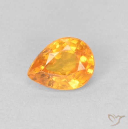 Granato giallo spessartite da 0,43 ct, taglio a pera da 5,1 x 3,9 mm dal Mozambico, Photo A