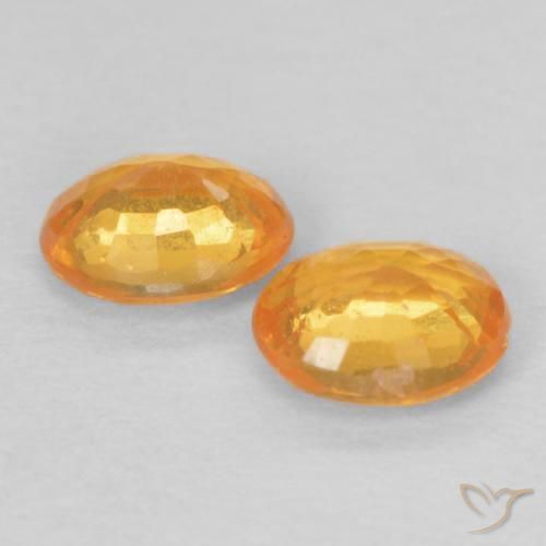 Spessartite Garnet Gemstones in 4.8 x 4 mm Size for Sale, Spessartite Garnet Stones in Medium Orange Color