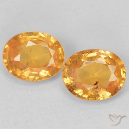 0.84 ctw Orange Spessartite Garnet Gemstones, Spessartite Garnet Gems in Oval Facet Shape for Sale.