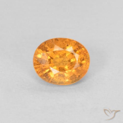 0.57 ct Orange Spessartite Garnet Gemstone, Spessartite Garnet Gem in Oval Facet Shape for Sale.