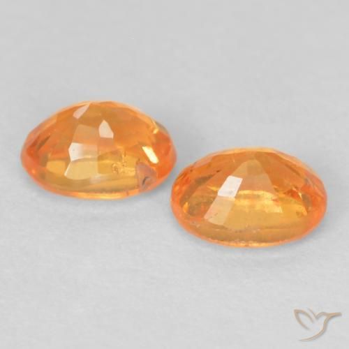 Spessartite Garnet Gemstones in 4.1 x 3.1 mm Size for Sale, Spessartite Garnet Stones in Bright Orange Color