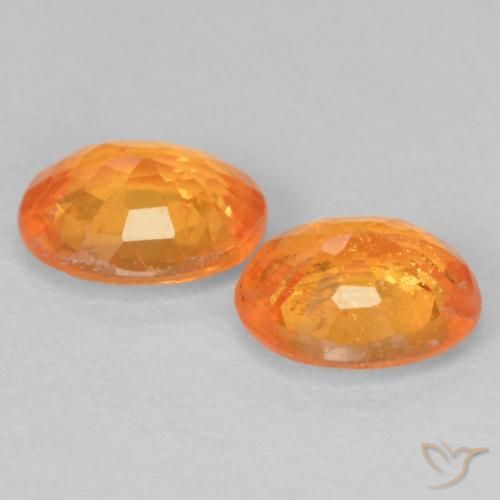 Spessartite Garnet Gemstones in 5.1 x 4.2 mm Size for Sale, Spessartite Garnet Stones in Bright Orange Color