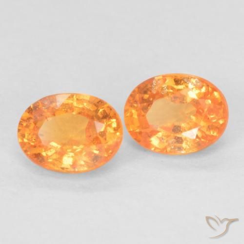 0.53 ctw Orange Spessartite Garnet Stones, Natural Spessartite Garnet in Oval Facet Shape for Sale