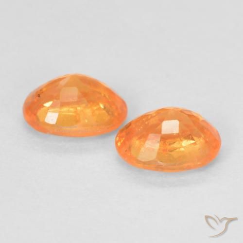 Spessartite Garnet Gemstones in 4.1 x 3.2 mm Size for Sale, Spessartite Garnet Stones in Bright Orange Color