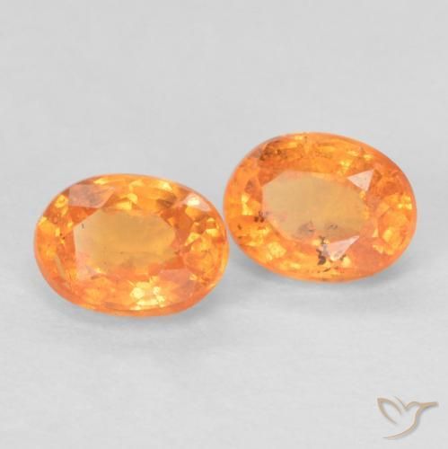 0.58 ctw Orange Spessartite Garnet Stones, Natural Spessartite Garnet in Oval Facet Shape for Sale