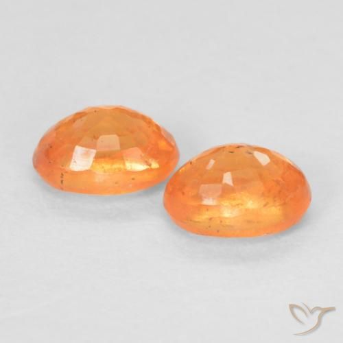 Spessartite Garnet Gemstones in 4.1 x 3.1 mm Size for Sale, Spessartite Garnet Stones in Bright Orange Color
