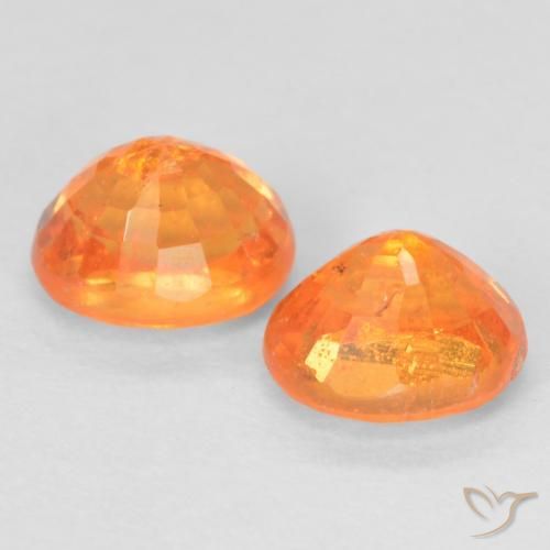 Spessartite Garnet Gemstones in 5.1 x 4.2 mm Size for Sale, Spessartite Garnet Stones in Bright Orange Color