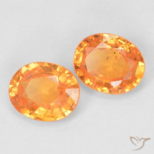 0.85 ctw Orange Spessartite Garnet Stones, Natural Spessartite Garnet in Oval Facet Shape for Sale