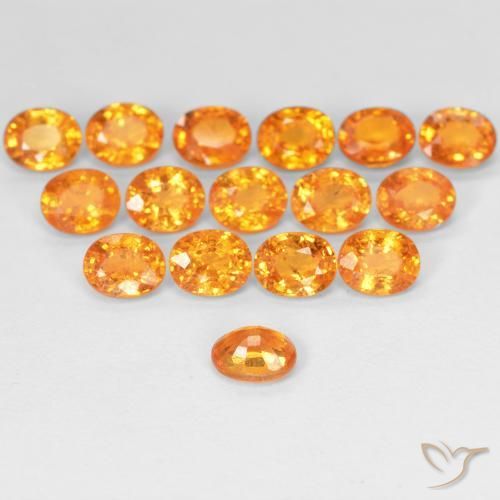 Spessartite Garnet Gemstones in 5 x 4 mm (calibrated) Size for Sale, Spessartite Garnet Stones in Apricot Orange Color