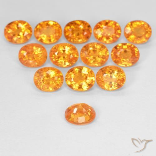 Spessartite Garnet Gemstones in 5.2 x 4.2 mm Size for Sale, Spessartite Garnet Stones in Intense Orange Color