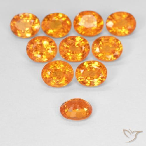 Spessartite Garnet Gemstones in 5 x 4 mm (calibrated) Size for Sale, Spessartite Garnet Stones in Medium Orange Color