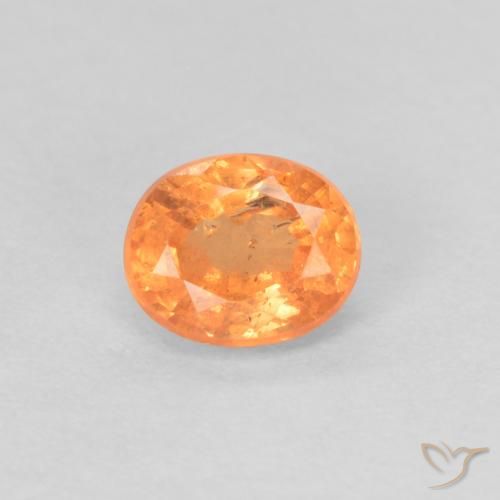 4,5 x 3,7mm oranger Spessartin-Granat im Ovalschliff aus Mosambik, Gewicht 0,42 ct, Garantiert echter Edelstein in VS-SI Reinheit, 1 Stück Spessartin-Granat - die Farbe ist Hellorange, Mohs-Härte von 6,5 - 7,5 Geeignet für den täglichen Gebrauch im Schmuck, Photo A