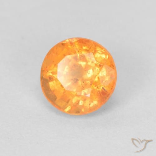 0.60 ct Orange Spessartite Garnet Stone, Natural Spessartite Garnet in Round Facet Shape for Sale
