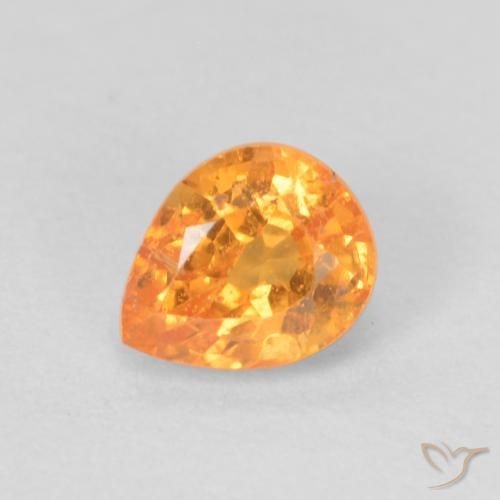 0.53ct Natural Medium Orange Spessartite Garnet, Pear Shape, VS