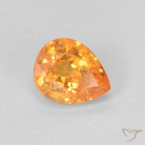 0.53 ct Orange Spessartite Garnet Stone, Natural Spessartite Garnet in Pear Facet Shape for Sale