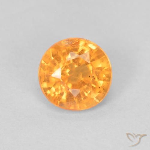 4,5mm runder oranger Spessartin-Granat aus Mosambik, Gewicht 0,49 ct, 1 Stück Spessartin-Granat - Farbe: Intensives Orange, natürlicher Edelstein in VS Reinheit, Mohs-Härte von 6,5 - 7,5 Geeignet für den täglichen Gebrauch im Schmuck, Photo A