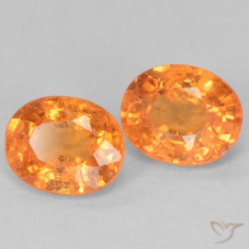 0.99 ctw Orange Spessartite Garnet Stones, Natural Spessartite Garnet in Oval Facet Shape for Sale