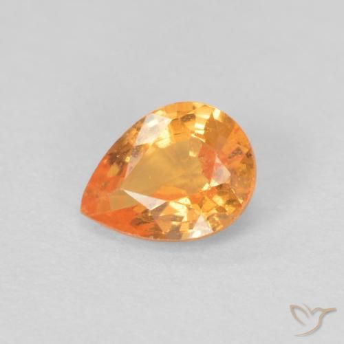 0.39ct Natural Bright Orange Spessartite Garnet, Pear Shape, VVS-VS