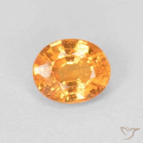 0.56 ct Orange Spessartite Garnet Gemstone, Spessartite Garnet Gem in Oval Facet Shape for Sale.