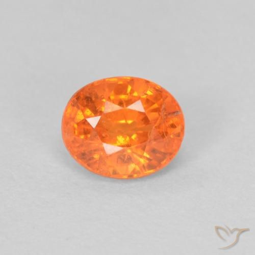 0,54 ct ovaler Spessartin-Granat aus Mosambik, Größe: 4,9 x 4,1mm, Reinheit: VS, Garantiert echter Edelstein, 1 Stück Spessartin-Granat in Feuerorange Farbe, Mohs-Härte von 6,5 - 7,5 Geeignet für den täglichen Gebrauch im Schmuck, Photo A