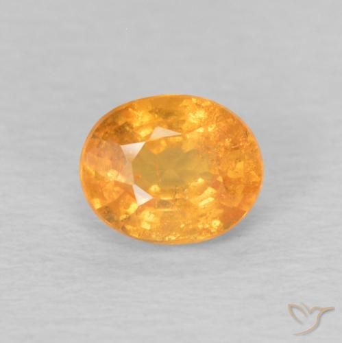 0.62 ct Orange Spessartite Garnet Gemstone, Spessartite Garnet Gem in Oval Facet Shape for Sale.