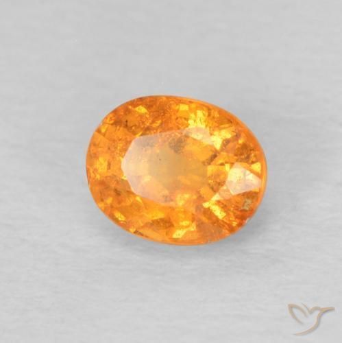 0.58 ct Orange Spessartite Garnet Stone, Natural Spessartite Garnet in Oval Facet Shape for Sale
