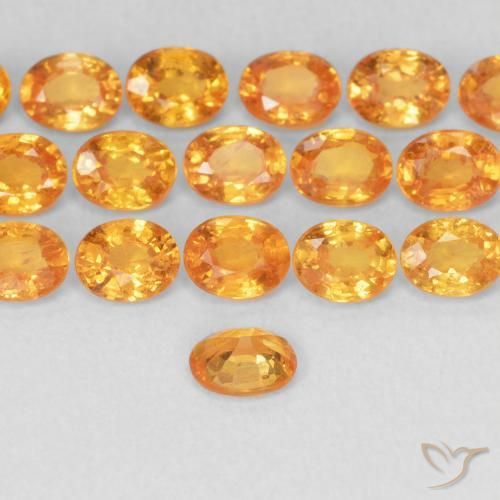 Spessartite Garnet Gemstones in 4 x 3 mm (calibrated) Size for Sale, Spessartite Garnet Stones in Apricot Orange Color