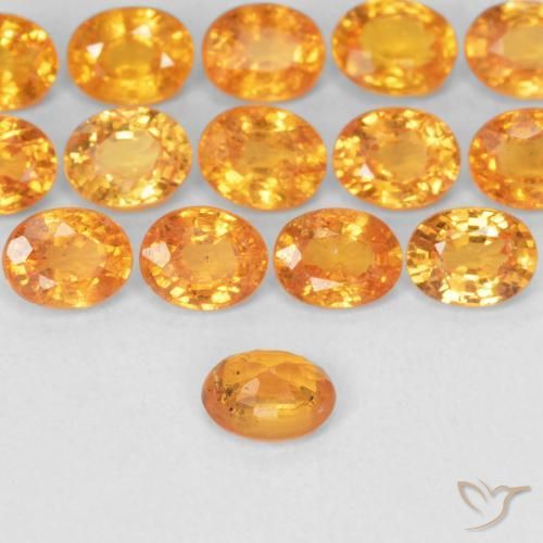 Spessartite Garnet Gemstones in 4.2 x 3.2 mm Size for Sale, Spessartite Garnet Stones in Medium Orange Color