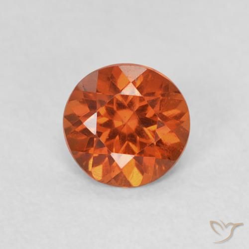 0.57 ct Orange Spessartite Garnet Gemstone, Spessartite Garnet Gem in Round Facet Shape for Sale.