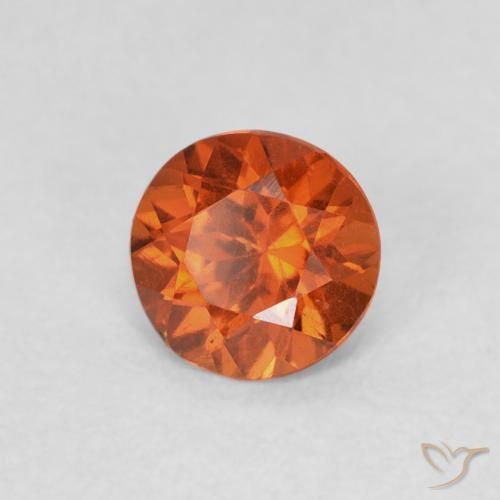 0.57 ct Orange Spessartite Garnet Stone, Natural Spessartite Garnet in Round Facet Shape for Sale