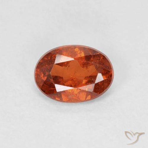 Grenat spessartite orange en vrac de 0,64 ct, coupe ovale de 6 x 4,3 mm du Mozambique, Photo A