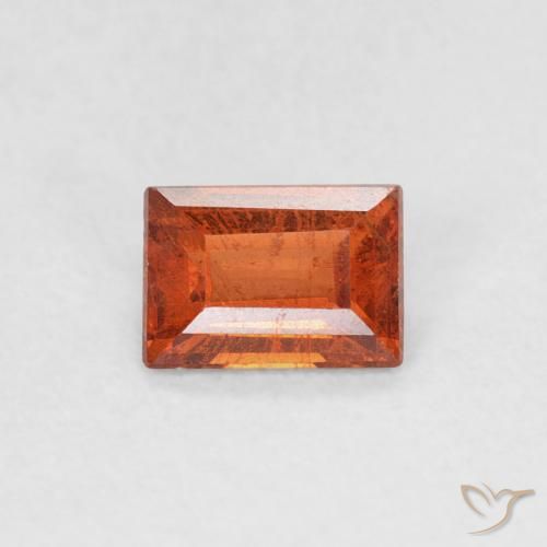 0.56ct Natural Medium Orange Spessartite Garnet, Baguette, SI