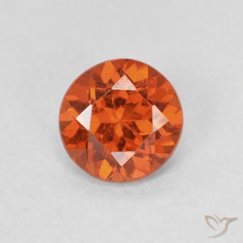 0.65 ct Orange Spessartite Garnet Gemstone, Spessartite Garnet Gem in Round Facet Shape for Sale.