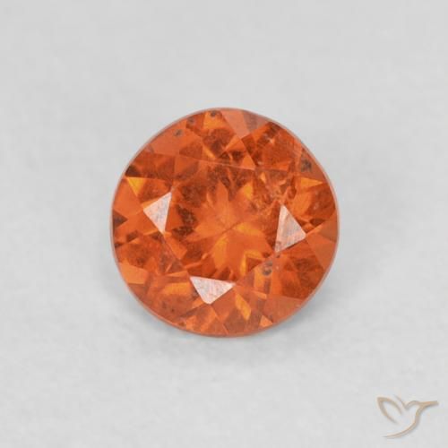 0.37ct Natural Amber Orange Spessartite Garnet, Round, SI