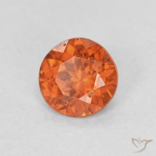 0.37 ct Orange Spessartite Garnet Stone, Natural Spessartite Garnet in Round Facet Shape for Sale