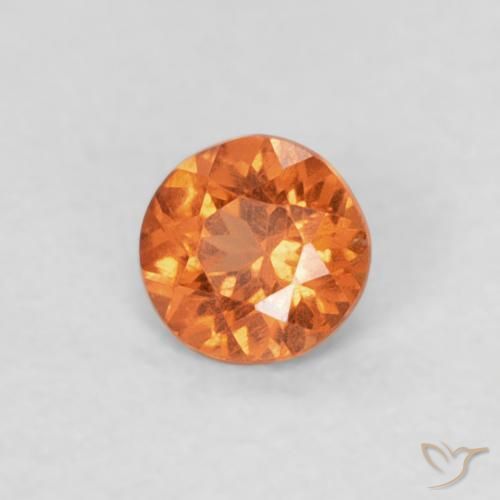 0.23 ct Orange Spessartite Garnet Stone, Natural Spessartite Garnet in Round Facet Shape for Sale