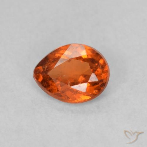 0.39 ct Orange Spessartite Garnet Gemstone, Spessartite Garnet Gem in Pear Facet Shape for Sale.