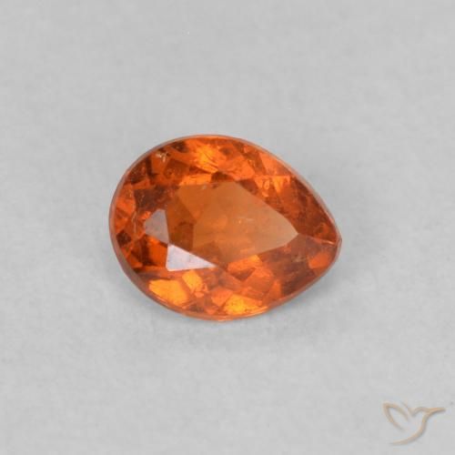 0.39 ct Orange Spessartite Garnet Stone, Natural Spessartite Garnet in Pear Facet Shape for Sale
