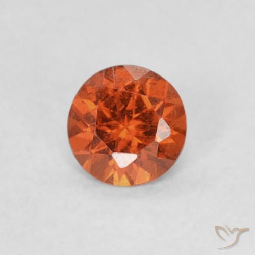 0.34 ct Orange Spessartite Garnet Gemstone, Spessartite Garnet Gem in Round Facet Shape for Sale.