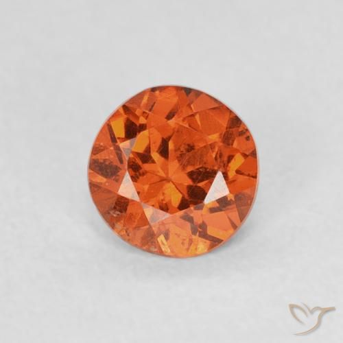 0.57ct Natural Amber Orange Spessartite Garnet, Round, SI