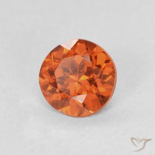 0.57 ct Orange Spessartite Garnet Stone, Natural Spessartite Garnet in Round Facet Shape for Sale