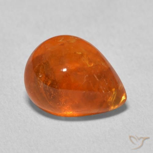 3.99 ct Orange Spessartite Garnet Stone, Natural Spessartite Garnet in Pear Cabochon Shape for Sale