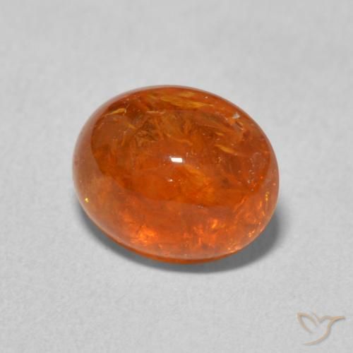 3.86 ct Orange Spessartite Garnet Stone, Natural Spessartite Garnet in Oval Cabochon Shape for Sale