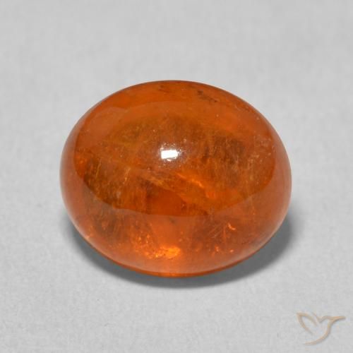 4.85 ct Orange Spessartite Garnet Gemstone, Spessartite Garnet Gem in Oval Cabochon Shape for Sale.