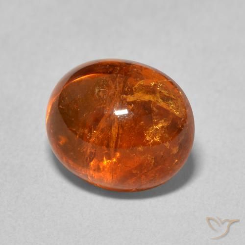 4.92 ct Orange Spessartite Garnet Stone, Natural Spessartite Garnet in Oval Cabochon Shape for Sale