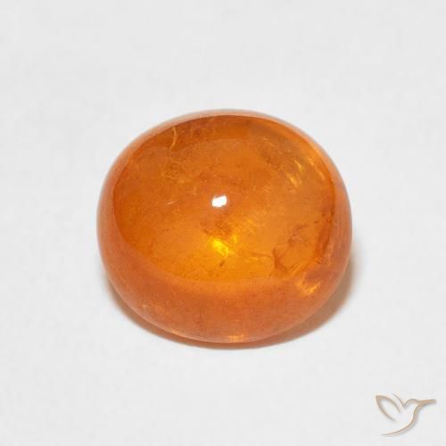 3.86 ct Orange Spessartite Garnet Gemstone, Spessartite Garnet Gem in Oval Cabochon Shape for Sale.