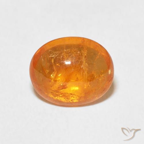 2.62 ct Orange Spessartite Garnet Gemstone, Spessartite Garnet Gem in Oval Cabochon Shape for Sale.