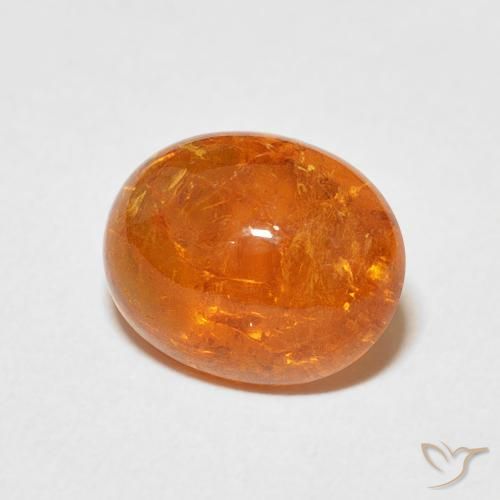 5.25 ct Orange Spessartite Garnet Stone, Natural Spessartite Garnet in Oval Cabochon Shape for Sale