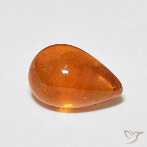 3.02 ct Orange Spessartite Garnet Stone, Natural Spessartite Garnet in Pear Cabochon Shape for Sale