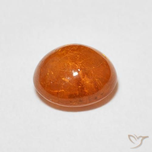 Spessartite Garnet Gemstone in 7.6 x 7.2 mm Size for Sale, Spessartite Garnet Stone in Medium Orange Color